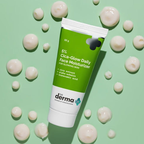 The Derma co 5% CicaGlow Daily Face Moisturizer with Alpha Arbutin & Tranexamic Acid